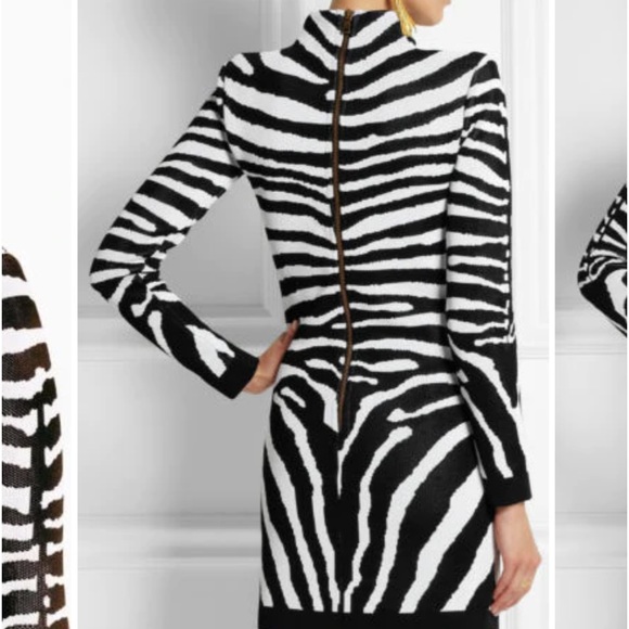 ❤️TRADED💋NWT BALMAIN zebra dress long sleeve COMING SOON France 44 - Picture 4 of 10